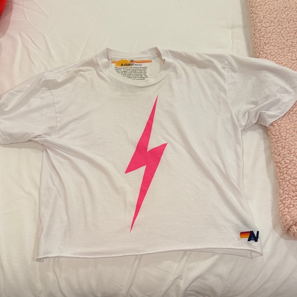 Aviator Nation Tops - Aviator nation, pink lightning bolt T-shirt, size medium,